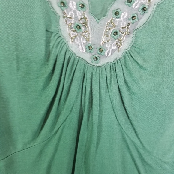 Vtg 90s y2k grunge green beaded sleeveless top new - Picture 3 of 8